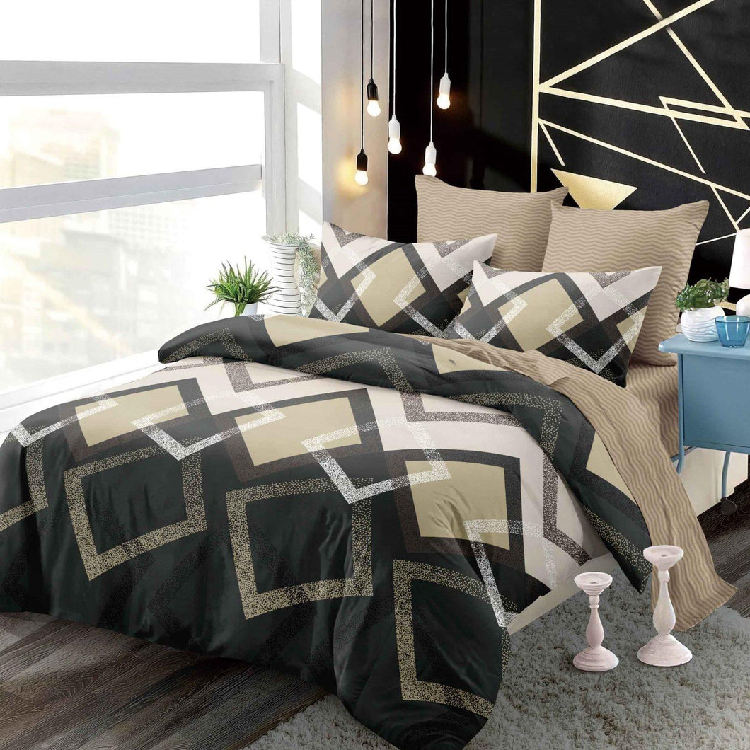 Lenjerie pat dublu, FINET, cu elastic, 6 piese, F-11