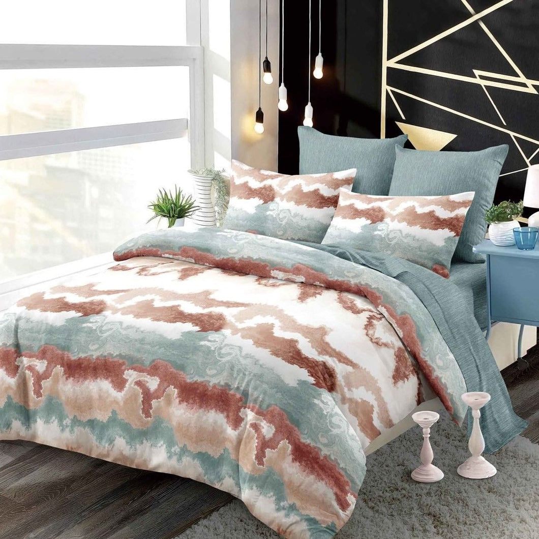 Lenjerie pat dublu, FINET, cu elastic, 6 piese, F-22