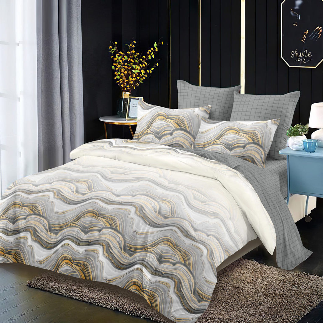 Lenjerie pat dublu, FINET, cu elastic, 6 piese, F-66