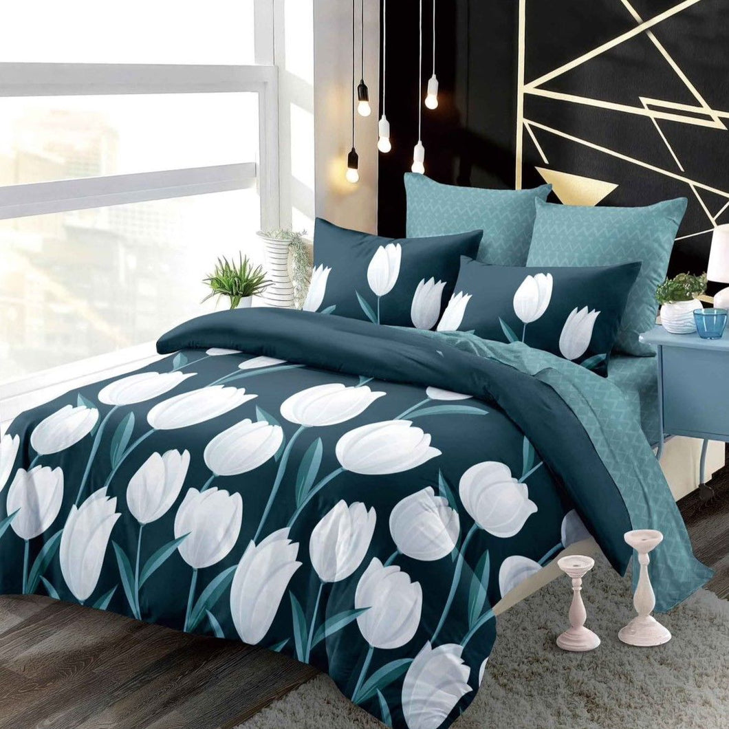 Lenjerie pat dublu, FINET, cu elastic, 6 piese, F-60