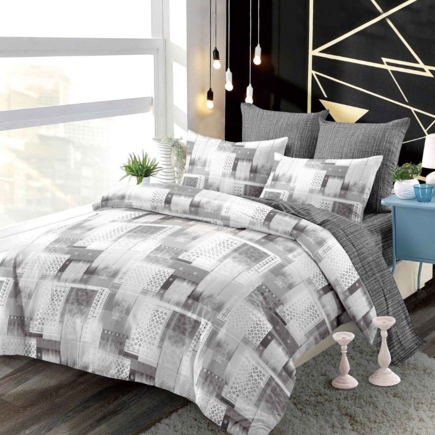 Lenjerie pat dublu, FINET, cu elastic, 6 piese, F-59