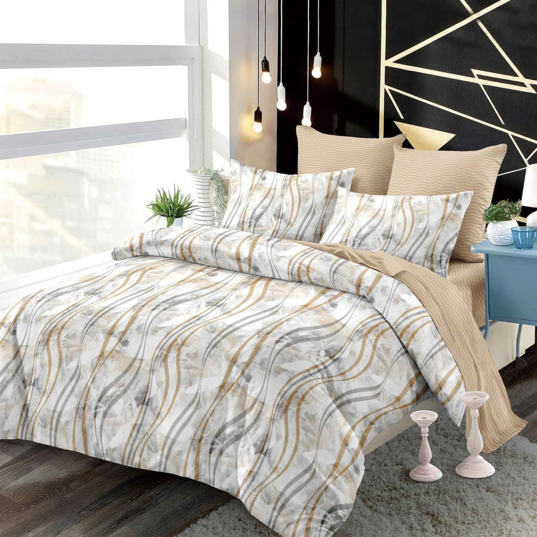 Lenjerie pat dublu, FINET, cu elastic, 6 piese, F-38