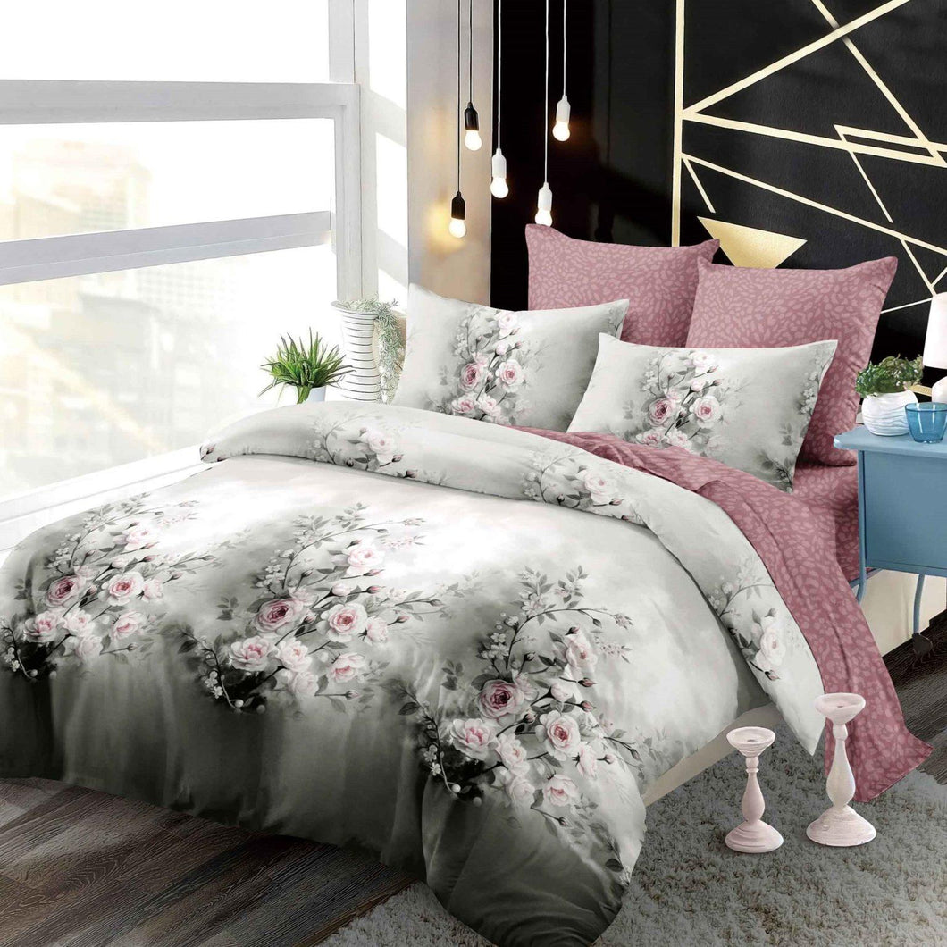 Lenjerie pat dublu, FINET, cu elastic, 6 piese, F-254