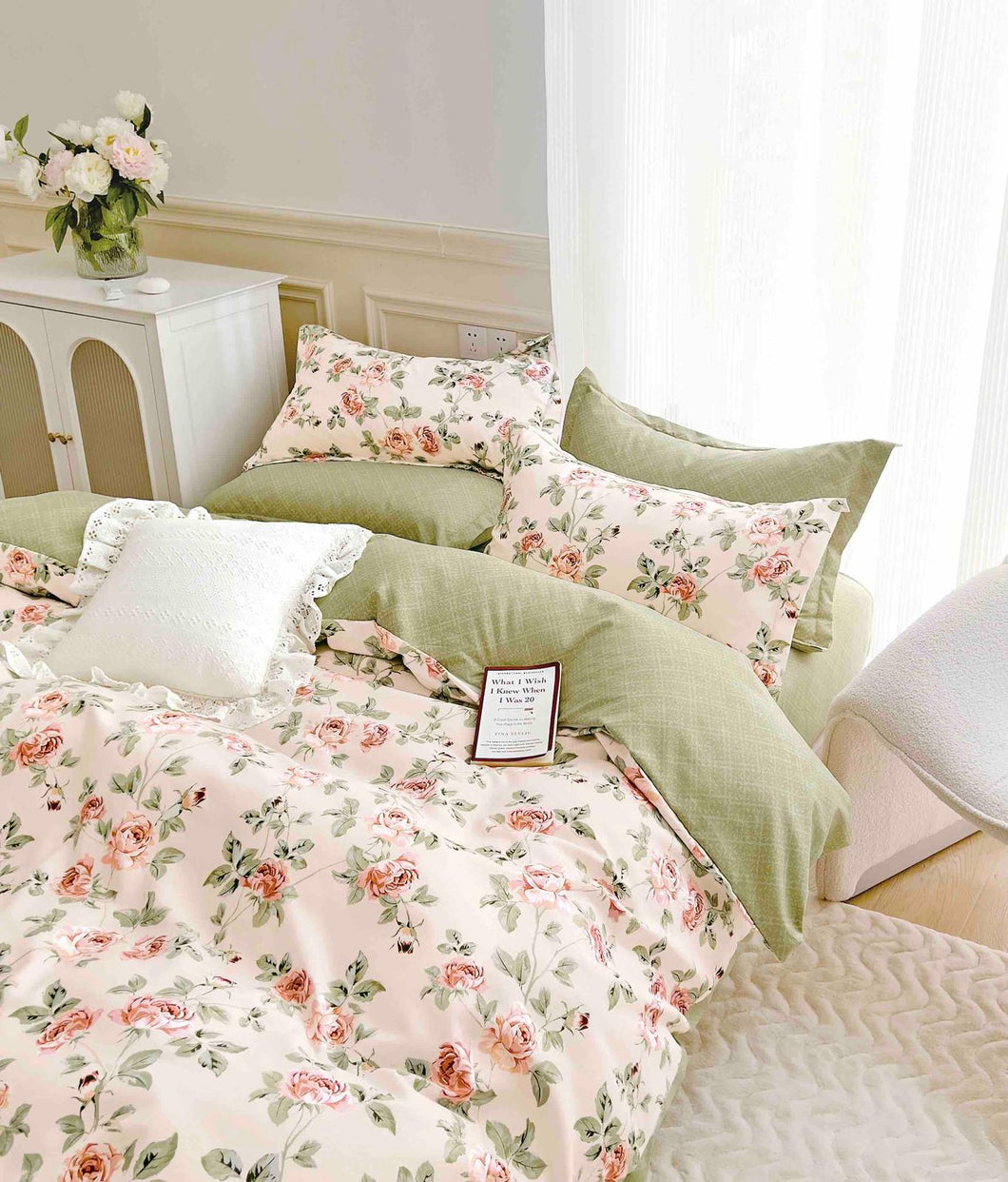 Lenjerie pat dublu, FINET, cu elastic, 6 piese, F-386