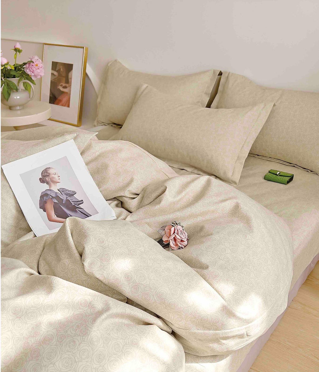 Lenjerie pat dublu, FINET, cu elastic, 6 piese, F-381